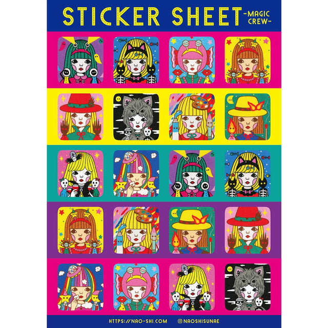 Magic Crew sticker sheet is perfect for decorating your journal, binder, planner, scrapbook or laptop.

*The size shown is a rough dimension of the characters (stickers). *The colors on actual print may vary slightly from what you see on your computer monitor. ---Copyright ©Naoshi / ALL RIGHTS RESERVED. ---