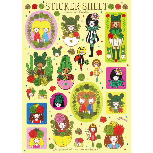 Succulent Garden sticker sheet is perfect for decorating your journal, binder, planner, scrapbook or laptop.

*The size shown is a rough dimension of the characters (stickers). *The colors on actual print may vary slightly from what you see on your computer monitor. ---Copyright ©Naoshi / ALL RIGHTS RESERVED. ---