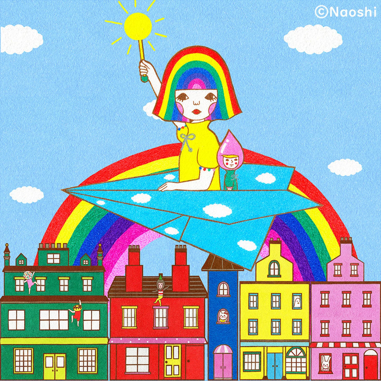 Naoshi Flying Nijiko Postcard

These postcards are featuring striking colorful and whimsical world. Artwork made with colored sand and then scans them in high quality.