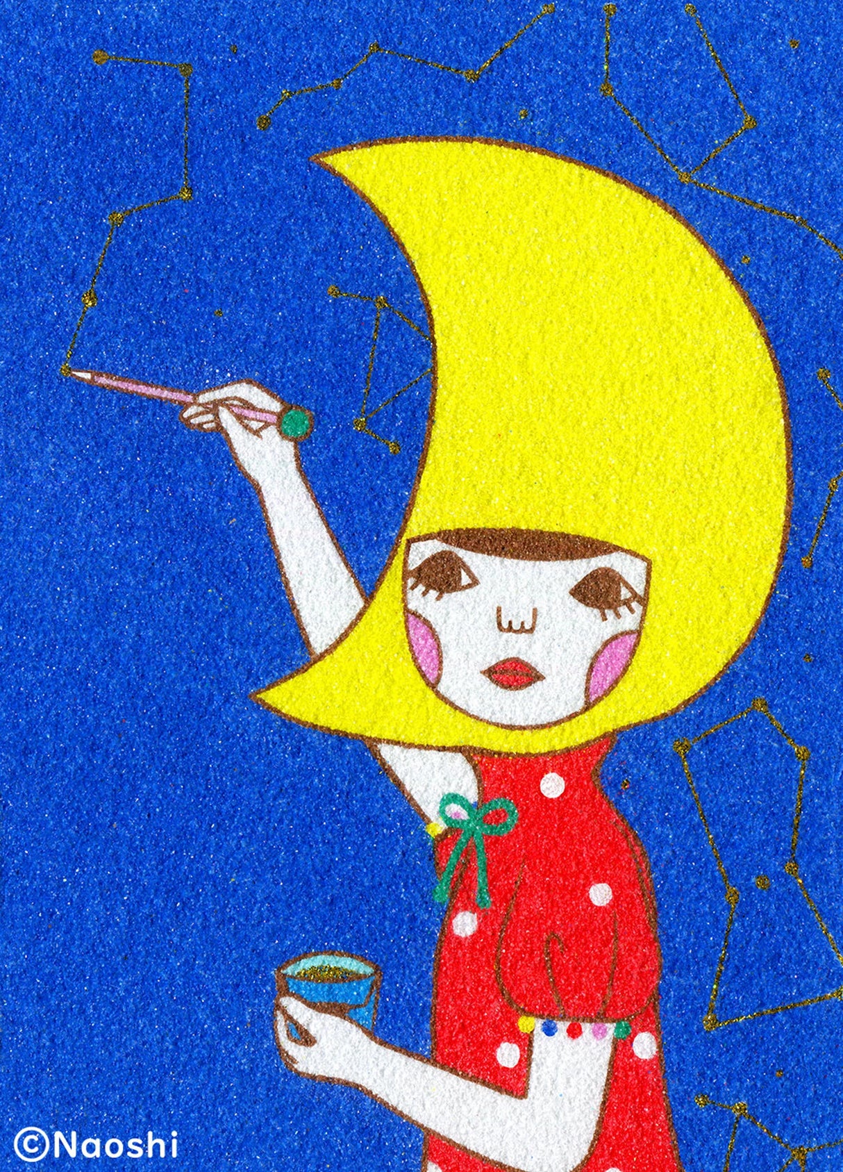 Naoshi Painter Luna Postcard

These postcards are featuring striking colorful and whimsical world. Artwork made with colored sand and then scans them in high quality.