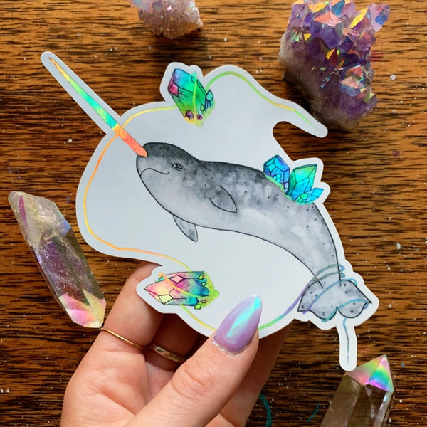 Narwhal Crystals Holographic Sticker
