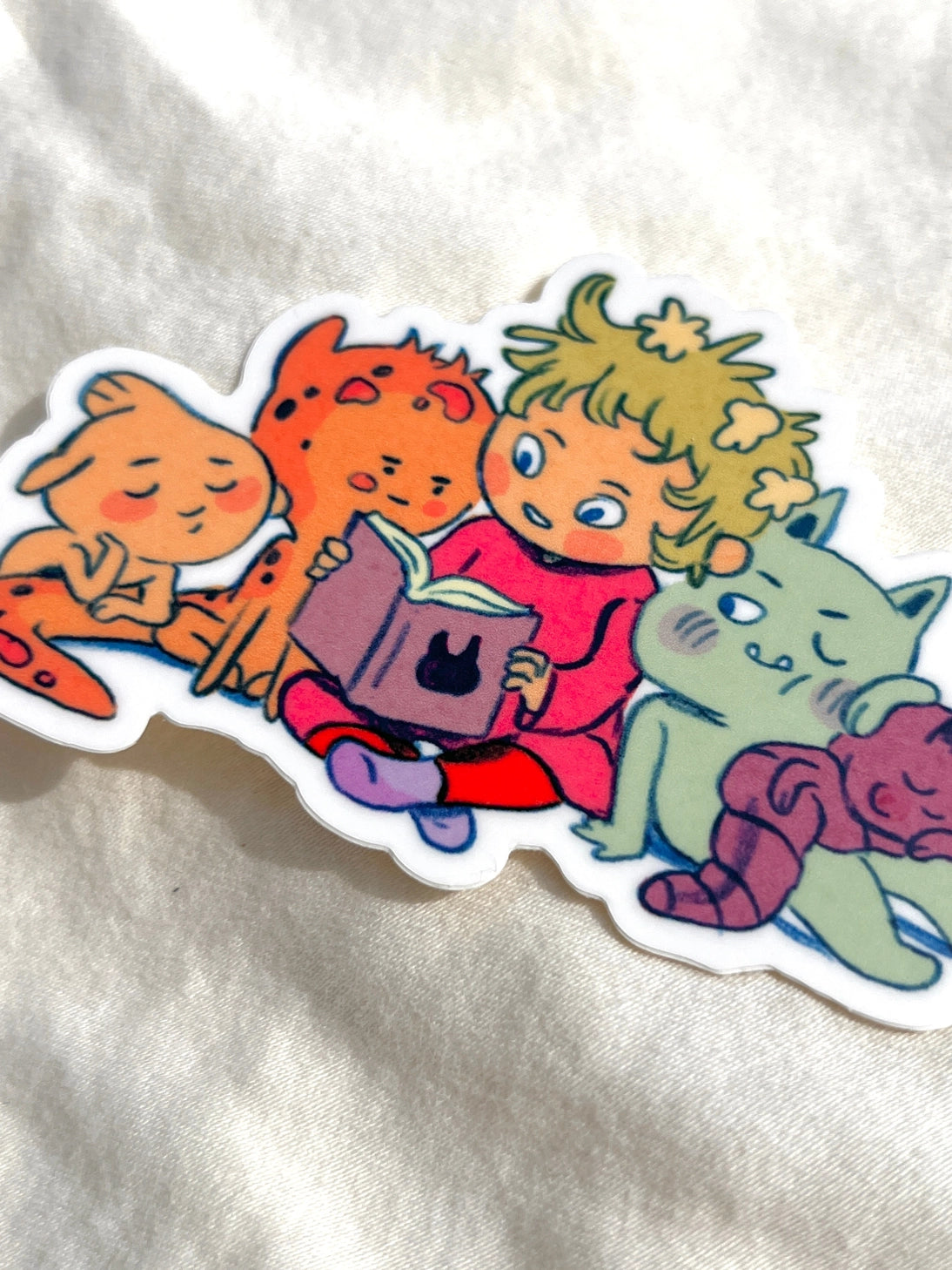 This little bedtime story matte sticker is 4 x 2.3". Great for water bottles, laptops or notebooks! They’re durable and waterproof and the thick vinyl protects the stickers from scratching, water and sunlight.