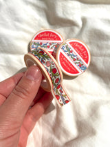 This washi tape was designed from my Chestnut Fairy Riso print! Looks like classic book art decorations with a vibrant red block separating each section.

This roll is 15mm wide x 10m of paper tape. Washi tape is super durable and flexible. It tears easily and can be safely applied to a variety of surfaces; it doesn’t leave a sticky residue behind, making it especially ideal for stationery and hanging prints temporarily.