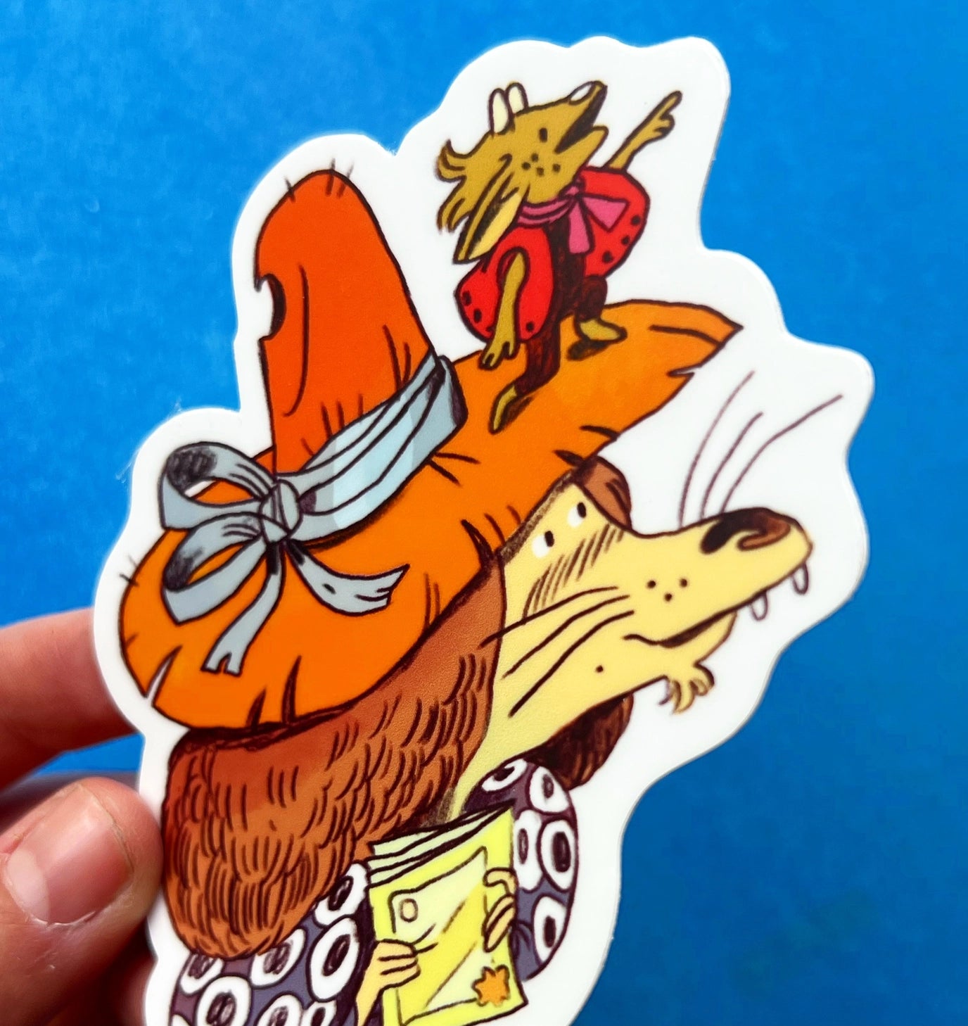 This Hat Rider matte sticker is 3.96" x 4". Great for water bottles, laptops or notebooks! They’re durable and waterproof and the thick vinyl protects the stickers from scratching, water and sunlight.