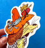 This Hat Rider matte sticker is 3.96" x 4". Great for water bottles, laptops or notebooks! They’re durable and waterproof and the thick vinyl protects the stickers from scratching, water and sunlight.