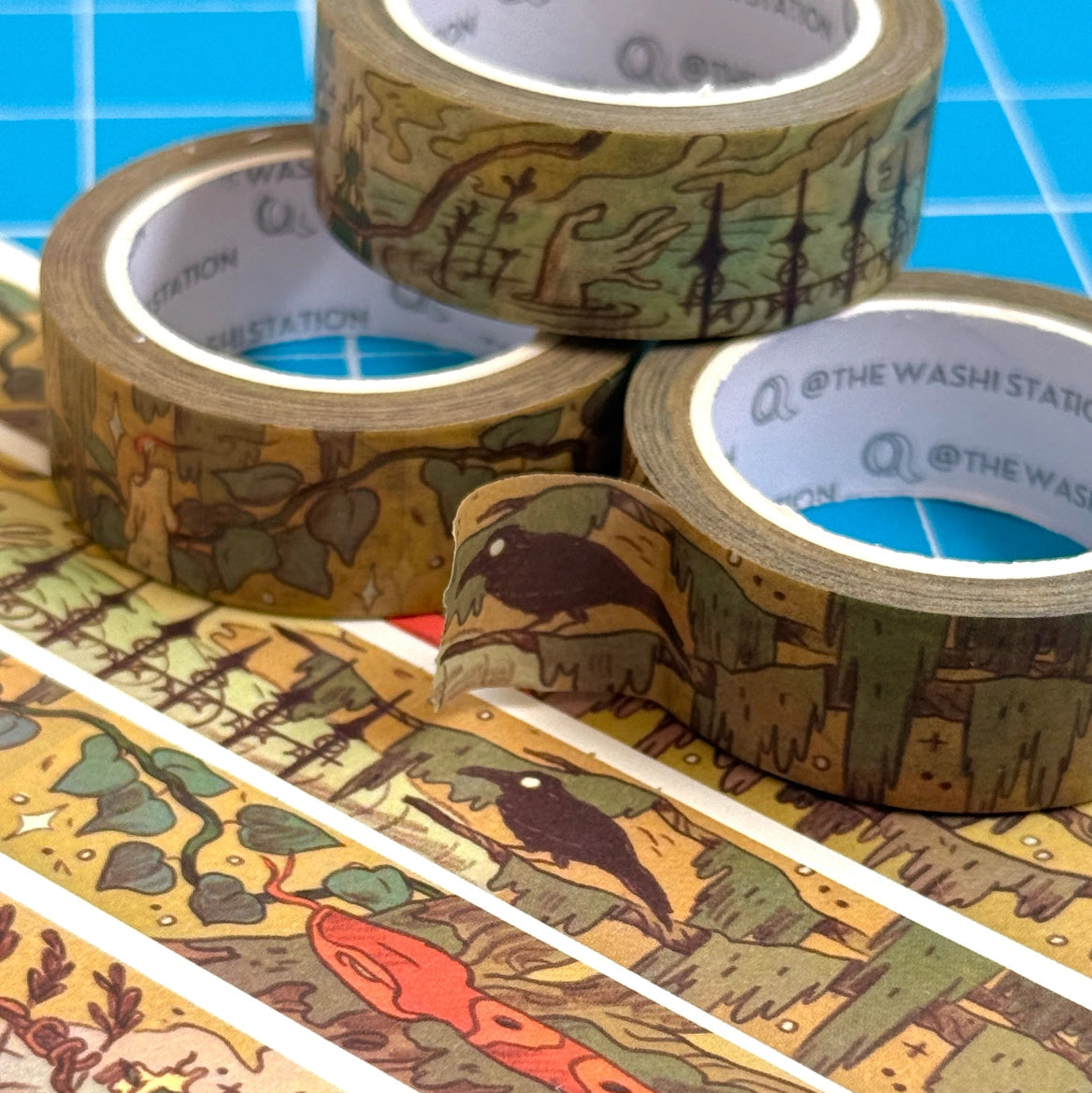 This washi tape features spooky elements evoking the dark, Southern Gothic worlds of Faulkner and O'Connor.