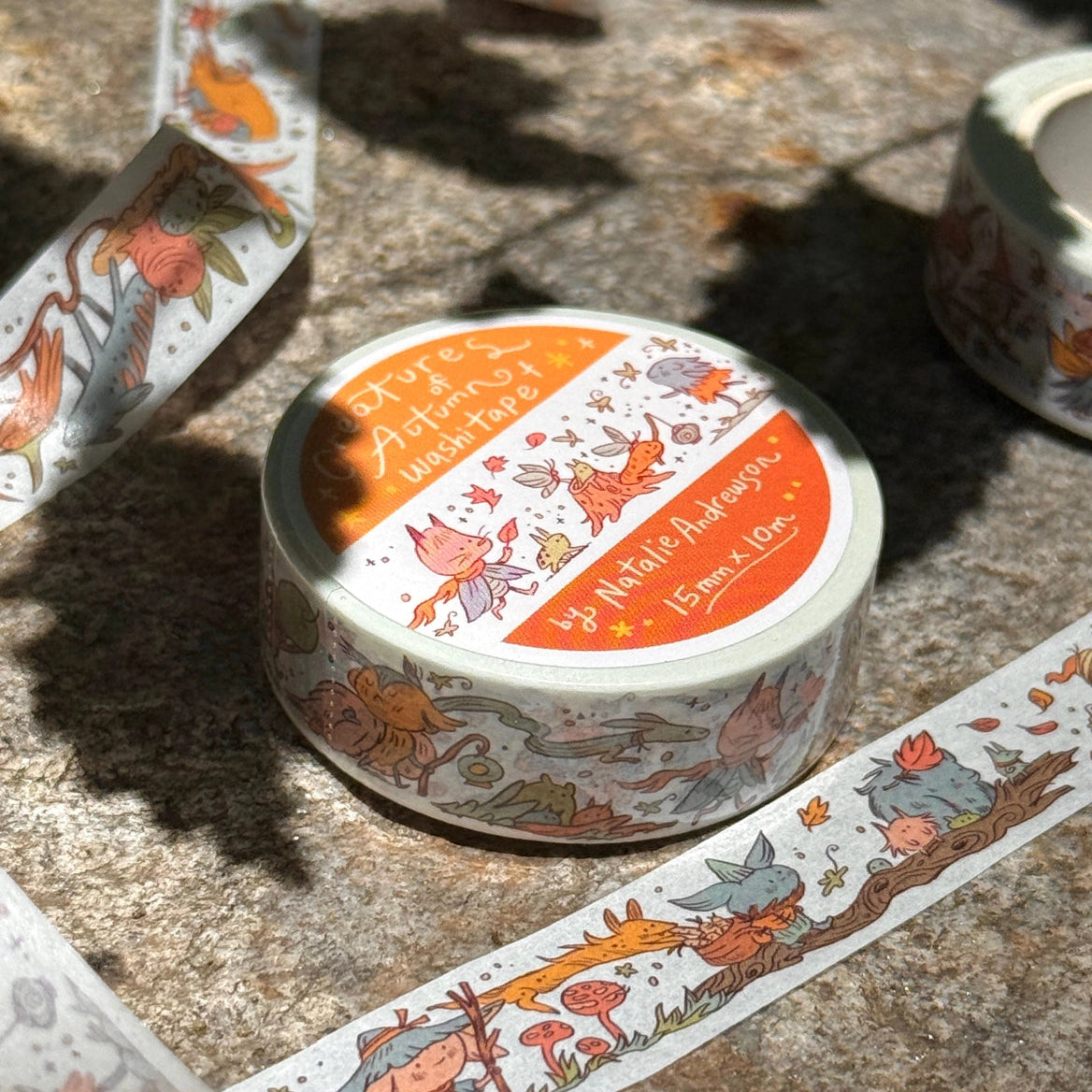 This washi features all the creatures from my Autumn Creatures Riso print! Originally printed with The Washi Station, now with it's own cover just like my other Washi tapes!