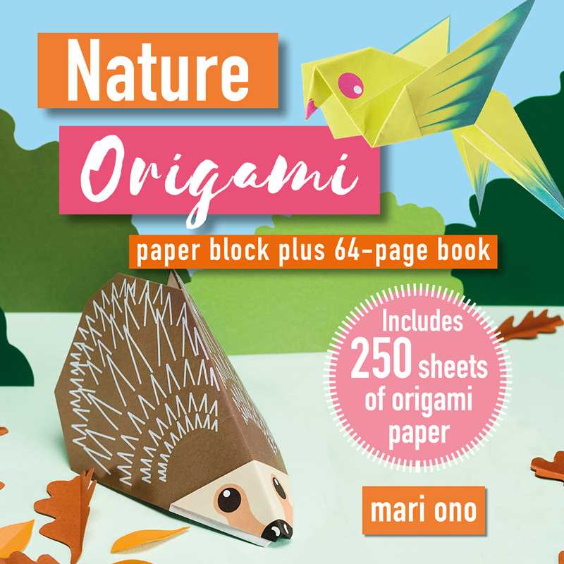 Fold 15 FUN animal origami models with this EXCITING ALL-IN-ONE block from BESTSELLING author Mari Ono, featuring a 64-page project book and 250 sheets of origami paper.

Bestselling origami expert Mari Ono has put together an awesome collection of cute critters and interesting greenery that you might see right outside your window.
 
Kids and adults alike will love to make cheerful squirrels, quirky mushrooms, bouncy frogs, sneaky foxes, and bright butterflies.
 
All 15 projects come with simple step-by-ste