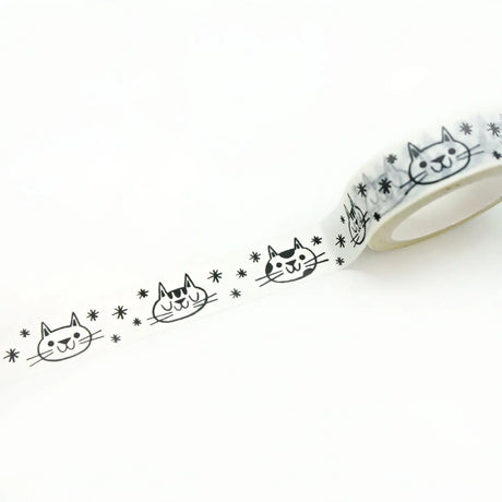 Nellie Le Doodle Cats Washi Tape Roll of washi tape with cat illustrations on a white background