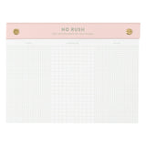 Meet your new favorite procrastination tool—the No Rush Notepad! This 6x8” desk pad is perfect for loosely organized to-do lists with sections for Today, Tomorrow, and… Never. With 75 perforated grid sheets on smooth 120gsm paper, plus a luxe gold post-bound top, it’s equal parts practical and playful. Whether you’re tackling tasks or artfully avoiding them, this notepad keeps everything in sight—just not necessarily on schedule. Ideal for office desks, student planners, or anyone with a sense of humor abou