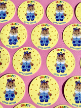 This adorable sticker is perfect for those who like to get a little crafty!

These matte vinyl stickers feature an original design and are water, weather, and scratch proof. Perfect for putting on water bottles, computers or just about anywhere else.