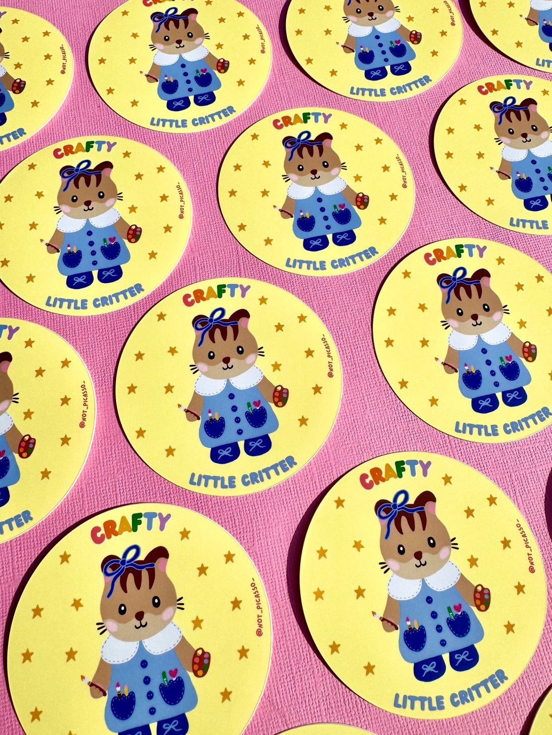 This adorable sticker is perfect for those who like to get a little crafty!

These matte vinyl stickers feature an original design and are water, weather, and scratch proof. Perfect for putting on water bottles, computers or just about anywhere else.