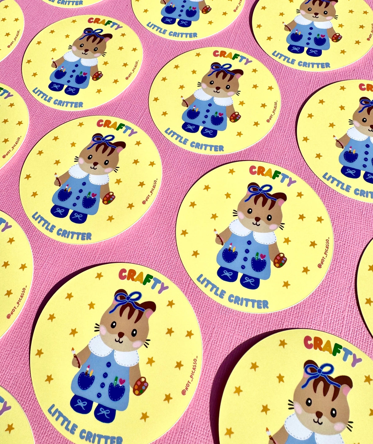 This adorable sticker is perfect for those who like to get a little crafty!

These matte vinyl stickers feature an original design and are water, weather, and scratch proof. Perfect for putting on water bottles, computers or just about anywhere else.