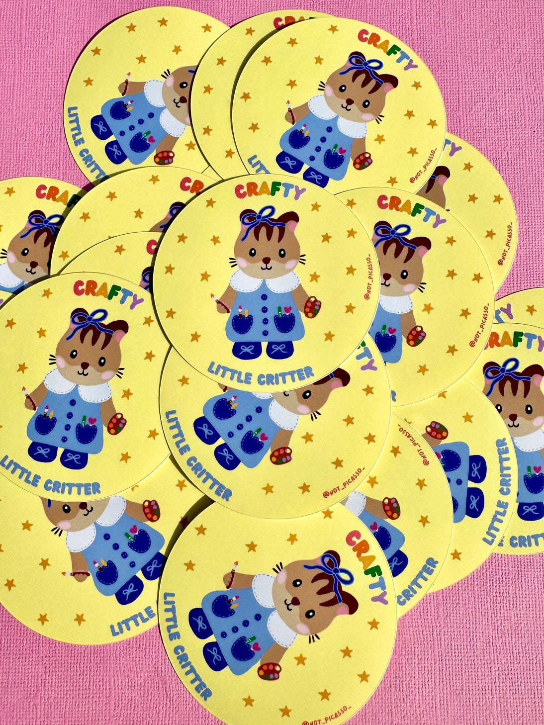 This adorable sticker is perfect for those who like to get a little crafty!

These matte vinyl stickers feature an original design and are water, weather, and scratch proof. Perfect for putting on water bottles, computers or just about anywhere else.
