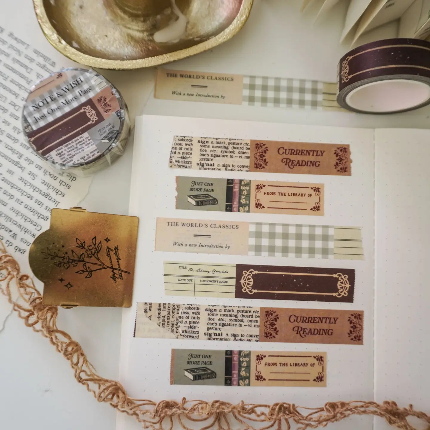 Hand-drawn book washi tape with cosy patterns &amp; literary pages. Perfect for journaling, planners &amp; bookish crafts. Designed in the UK by Rebecca of Note &amp; Wish.

This book lover washi tape is designed for readers, journalers and stationery fans who want to bring a literary touch to their creative project. Featuring hand-drawn book-themed patterns and pages.

Length: 10m&nbsp;
Width: 15mm