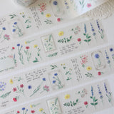 An updated version of our Wildflower PET tape, now with a longer 50cm designer loop for even more creative possibilities.

This wildflower PET tape is designed for journalers, collagers and stationery lovers who want to bring the beauty of the British countryside into their creative projects. Featuring hand-painted watercolour flowers by Rebecca, each illustration is pre-cut and ready to peel - no scissors needed.

Extra wide at 50mm with a matt transparent finish that layers beautifully over any journal pa