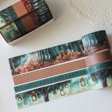 This enchanted forest washi tape gift set is designed for dreamers, storytellers, and stationery lovers who enjoy woodland walks at dusk. Featuring hand-painted watercolour forest scenes by Rebecca. Perfect for journaling and anyone who loves bringing the beauty of the British countryside into their creative projects.

30mm x 5m - Forrest
25mm x 5m with gold foil - Lanterns
5mm x 5m - Foliage
10mm x 5m - grid