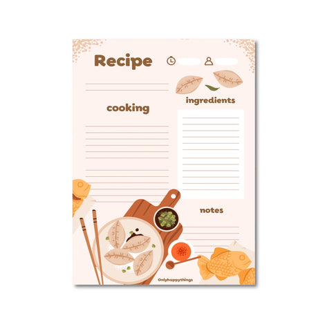 Only Happy Things Stationery - Cooking Recipes Notepad A5