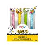 Bring some Peanuts joy to your writing with the OOLY x Peanuts Black Ink Retractable Gel Pens Set! Each of these four retractable pens features a different playful Snoopy scene—Snoopy eating ice cream, hugging Woodstock, riding a bike, and lounging on a beach ball. With colorful barrels in pink, yellow, green, and blue, these black ink pens with gel ink add a fun pop to your school supplies. Jot down notes or sketch Snoopy’s next adventure—these pens make every writing task more enjoyable.