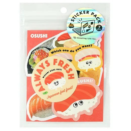 OSUSHI Sushi Sticker Pack Vinyl Sticker Pack - 7 per pack