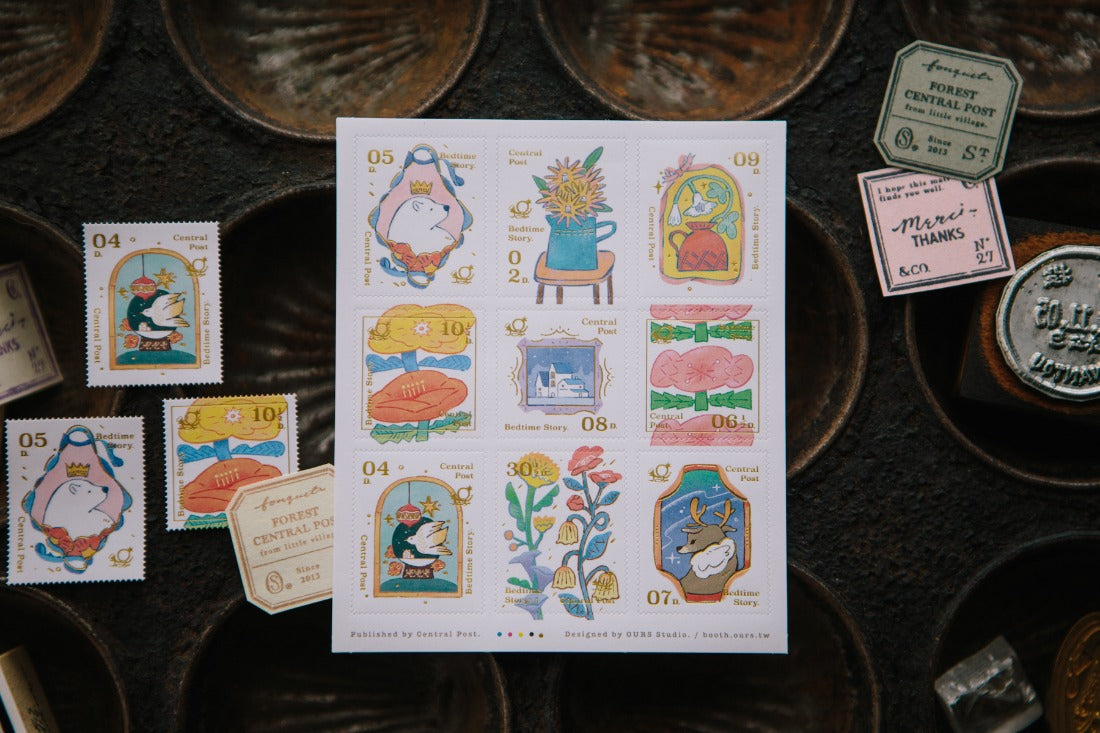OURS Studio Bedtime Story Stamp Style Sticker