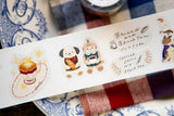 Welcome to the Tea Room! This kiss-cut PET Tape features a relaxing teahouse filled with cats and other furry friends. It adds the perfect touch of warmth to your journal pages with hints of golden brown and dark blue as conversations continue until midnight.