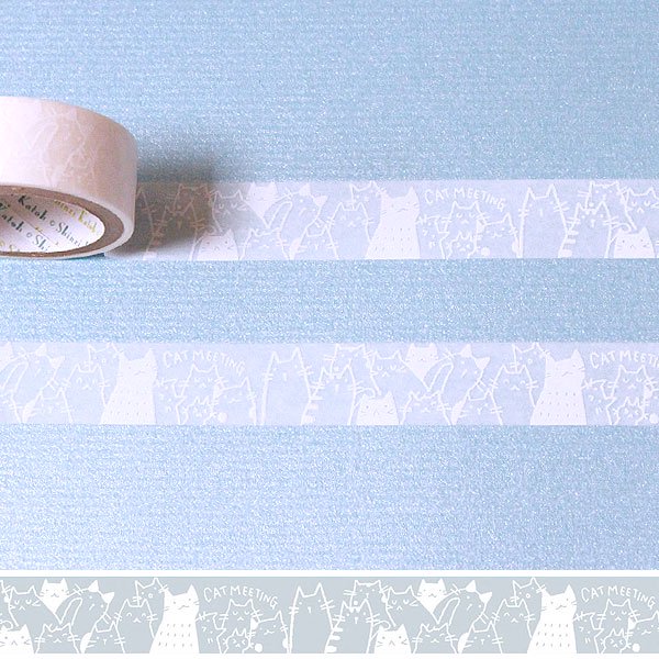 Cinta washi blanca de gatos Oboro