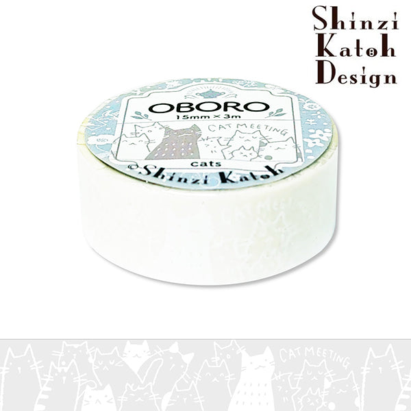 Cinta washi blanca de gatos Oboro
