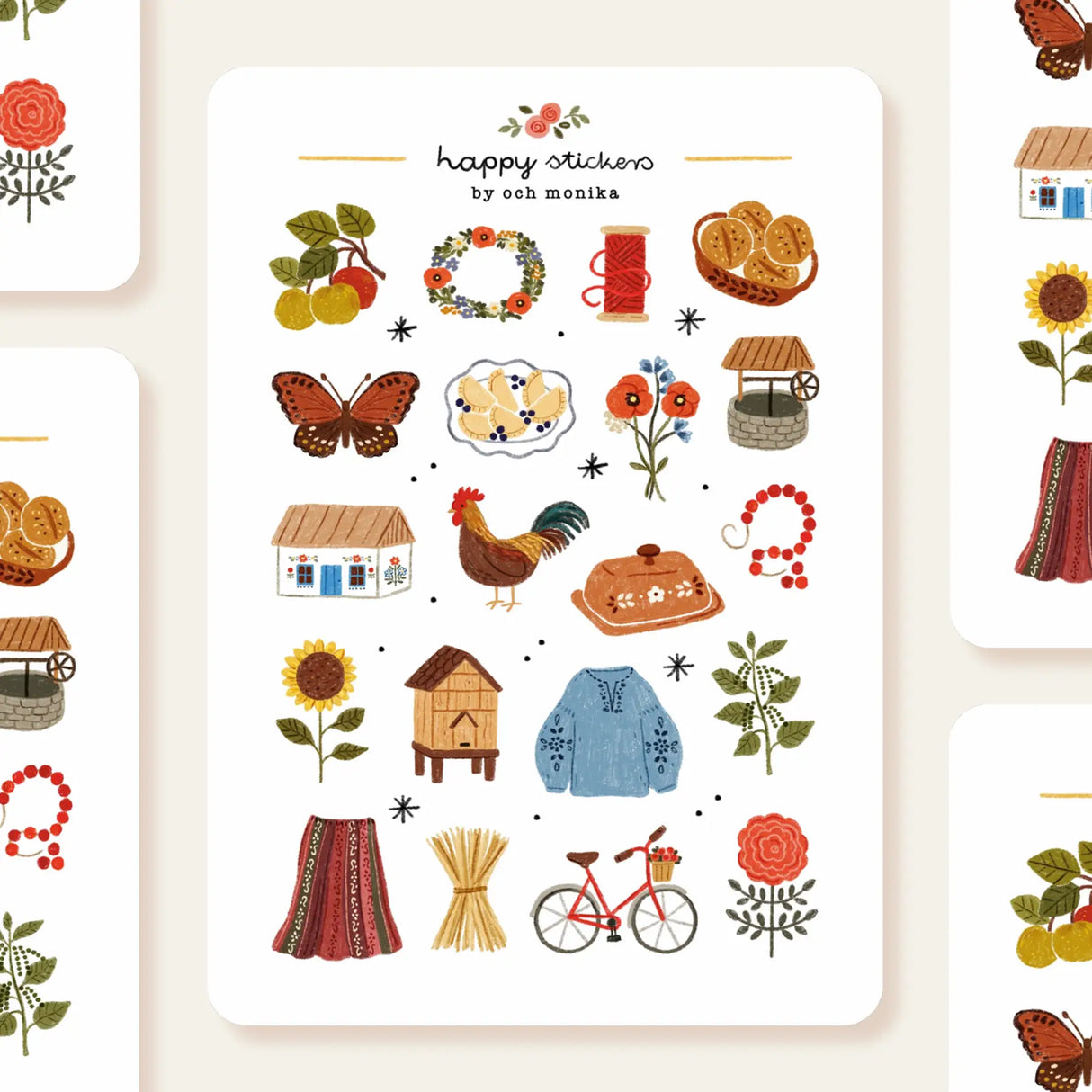 OchMonika Folk Cottage Sticker Sheet

A sticker sheet full of cute little stickers perfect for planners, journals, or scrapbooking ❤