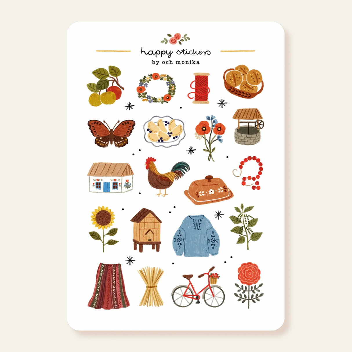 OchMonika Folk Cottage Sticker Sheet

A sticker sheet full of cute little stickers perfect for planners, journals, or scrapbooking ❤