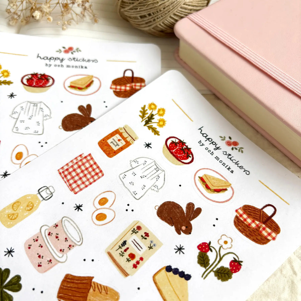 OchMonika Spring Picnic Sticker Sheet

A matte paper sticker sheet filled with cozy, hand-drawn illustrations, perfect for planners, journals, or scrapbooking. It features a outdoor picnic and spring theme, making it a perfect fit for nature lovers and gift boutiques. All designs are lovingly created by Monika Szczerbińska.