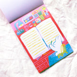 Based on a cozy house, this is a 100 x 140mm memo pad with 100 sheets and 4 different designs.

Great for journaling or jotting down a quick to do list!
