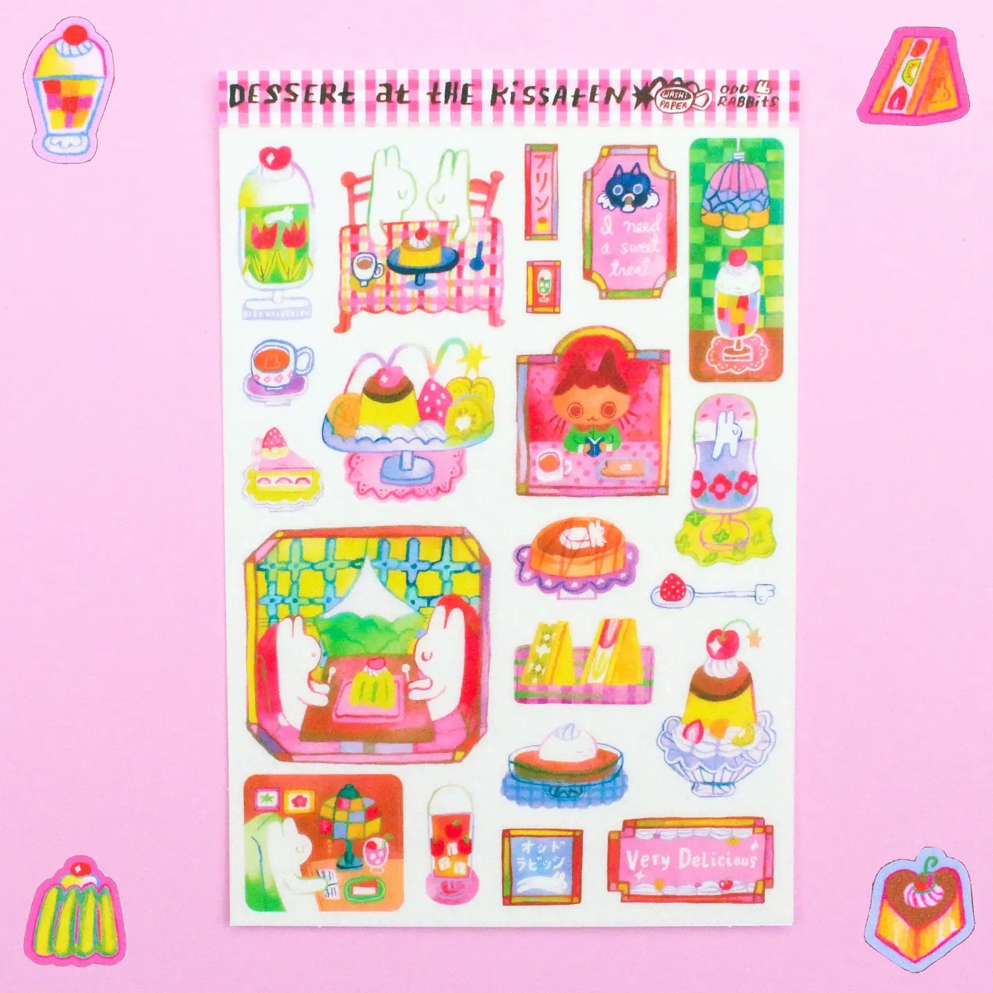 Odd Rabbits A6 Washi Sticker Sheet - Dessert at the Kissaten