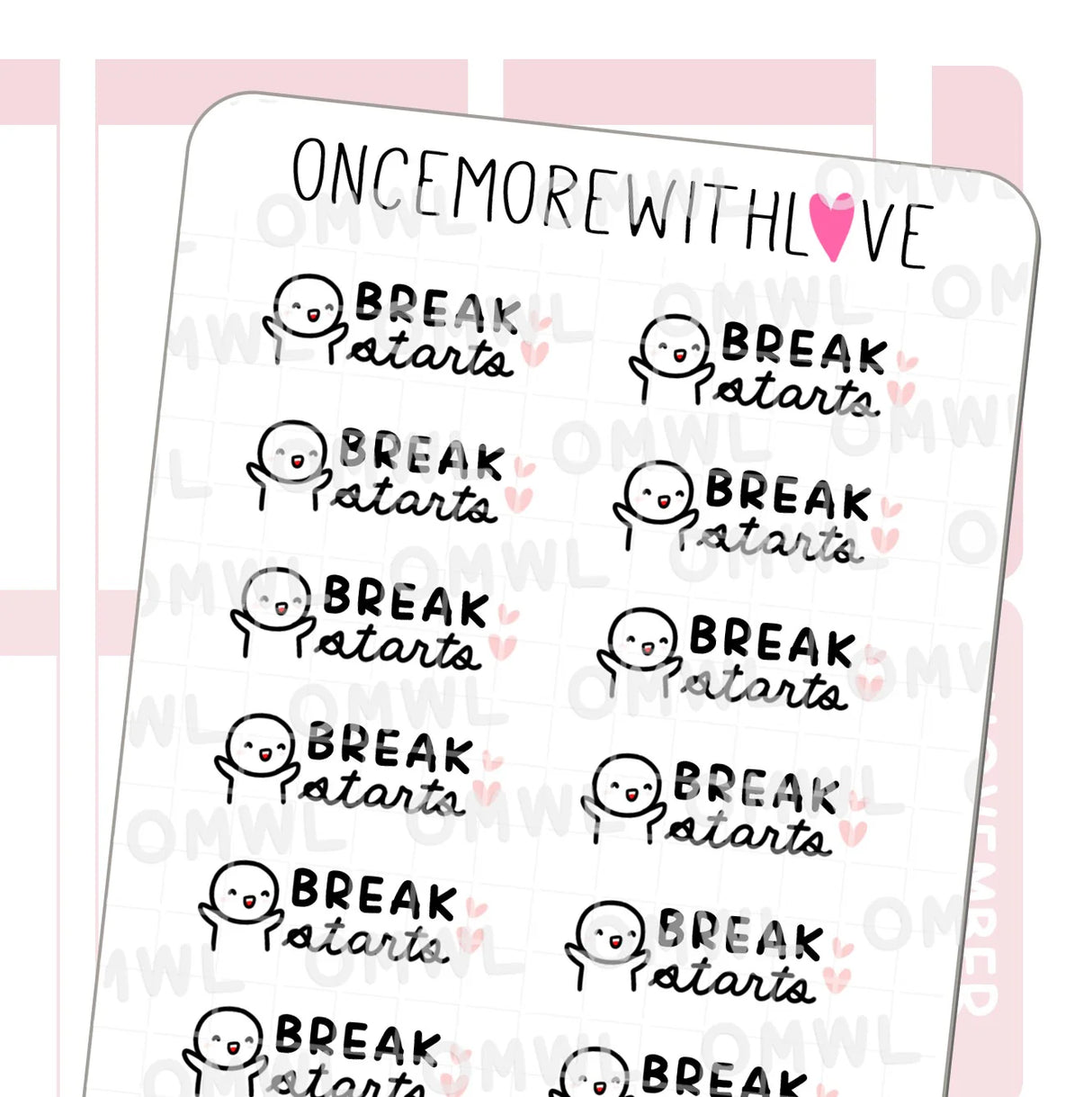 Once More With Love - M1114 Break Starts Sticker Sheet

This sticker is so versatile and can be used whether or not you are a student - we all need a break, and it can start whenever, wherever, annnnd however you want!