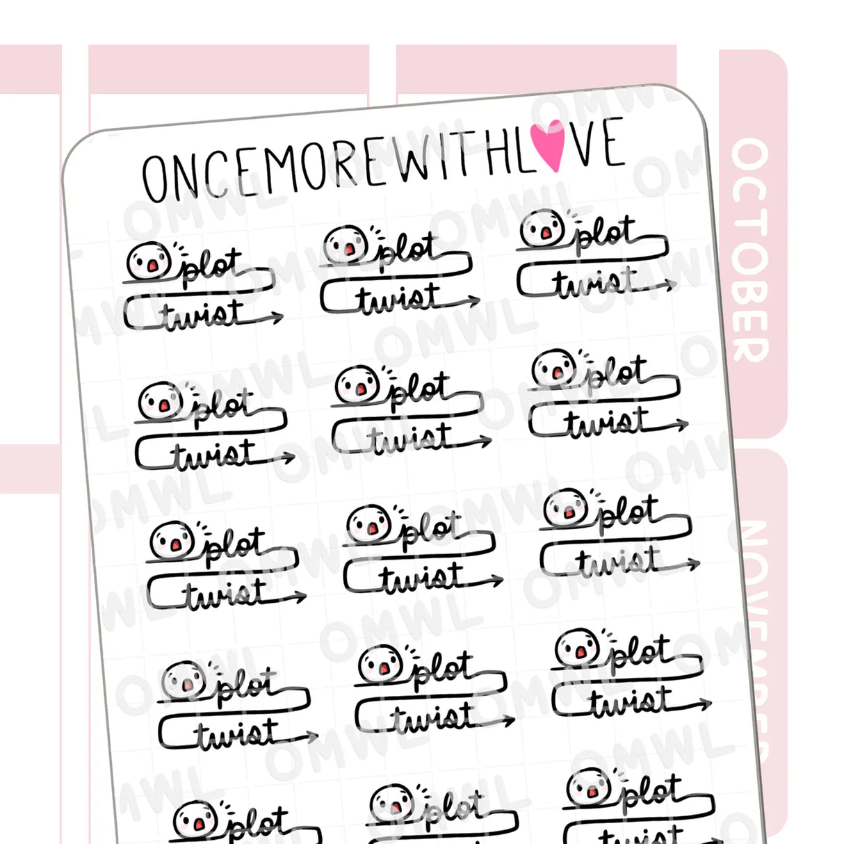Once More With Love - M1537 Plot Twist Sticker Sheet

Plot twist! Sometimes life throws you a curveball and you just need to pivot. Use this sticker to make it a little more lighthearted!