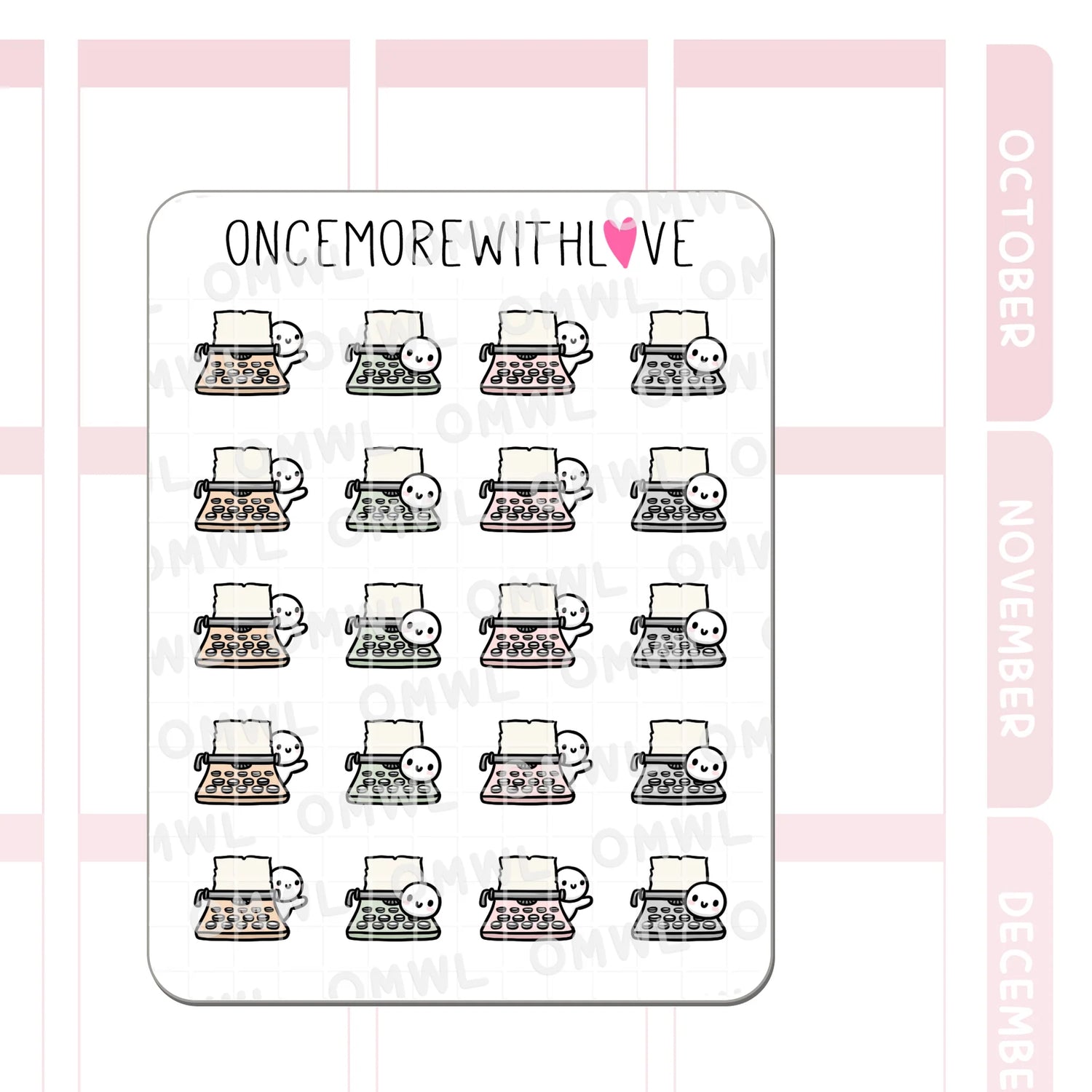 Once More With Love - M1538 Typewriter Munchkin Sticker Sheet

Cozy typewriter munchkin stickers perfect for planning, journaling, pen pal, writing sessions, or creative time!