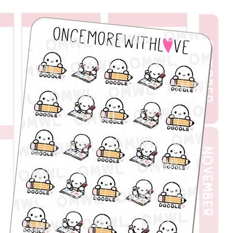Once More With Love - M1545 Doodle Time Sticker Sheet

I taught my first doodling workshops! If you took my Introduction to Doodling class or are just a doodler yourself, mark your doodling sessions with this adorable munchkin. I can't wait to see what you create!