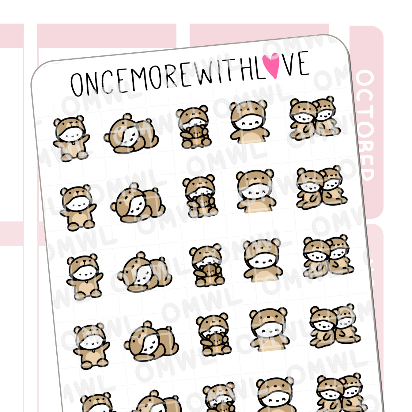Once More With Love - M719 Teddy Bear Sticker Sheet