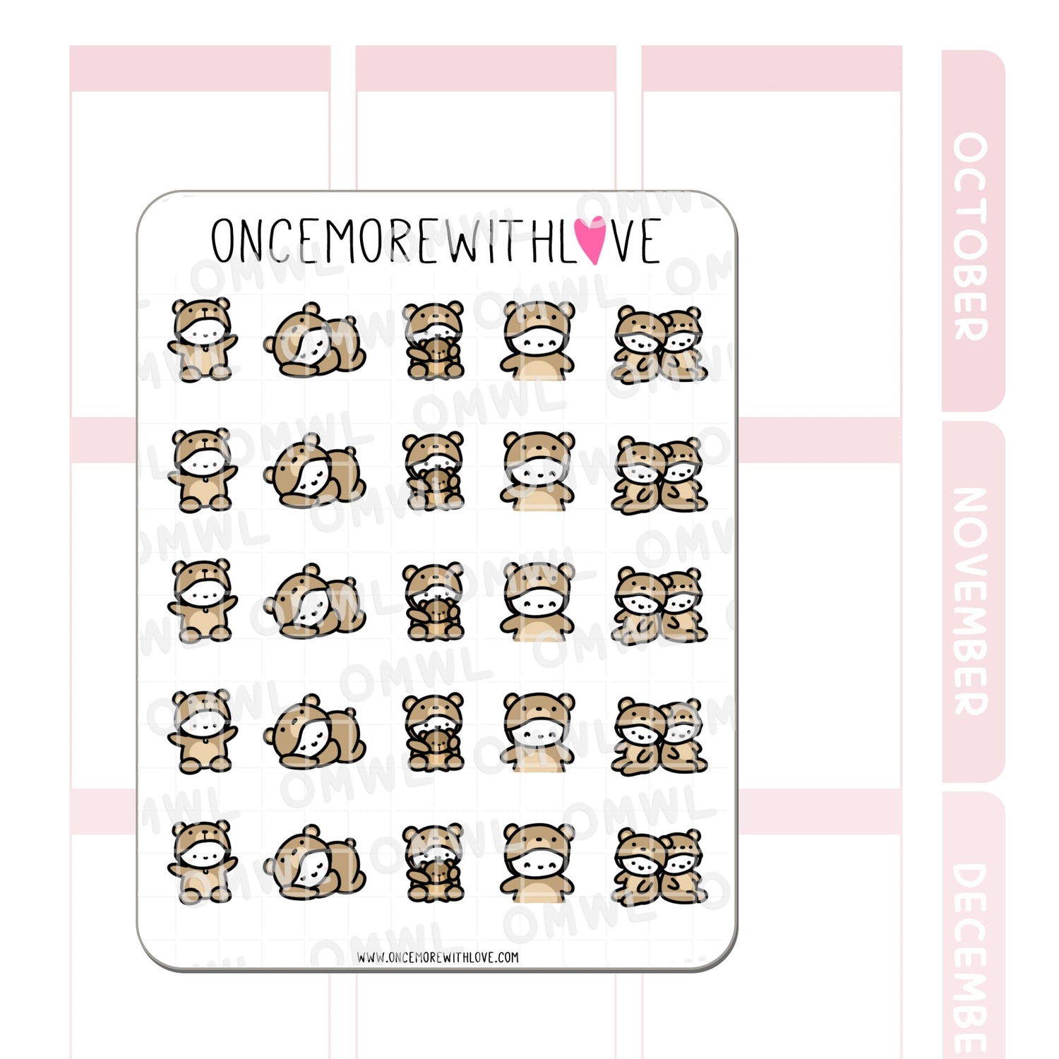 Once More With Love - M719 Teddy Bear Sticker Sheet