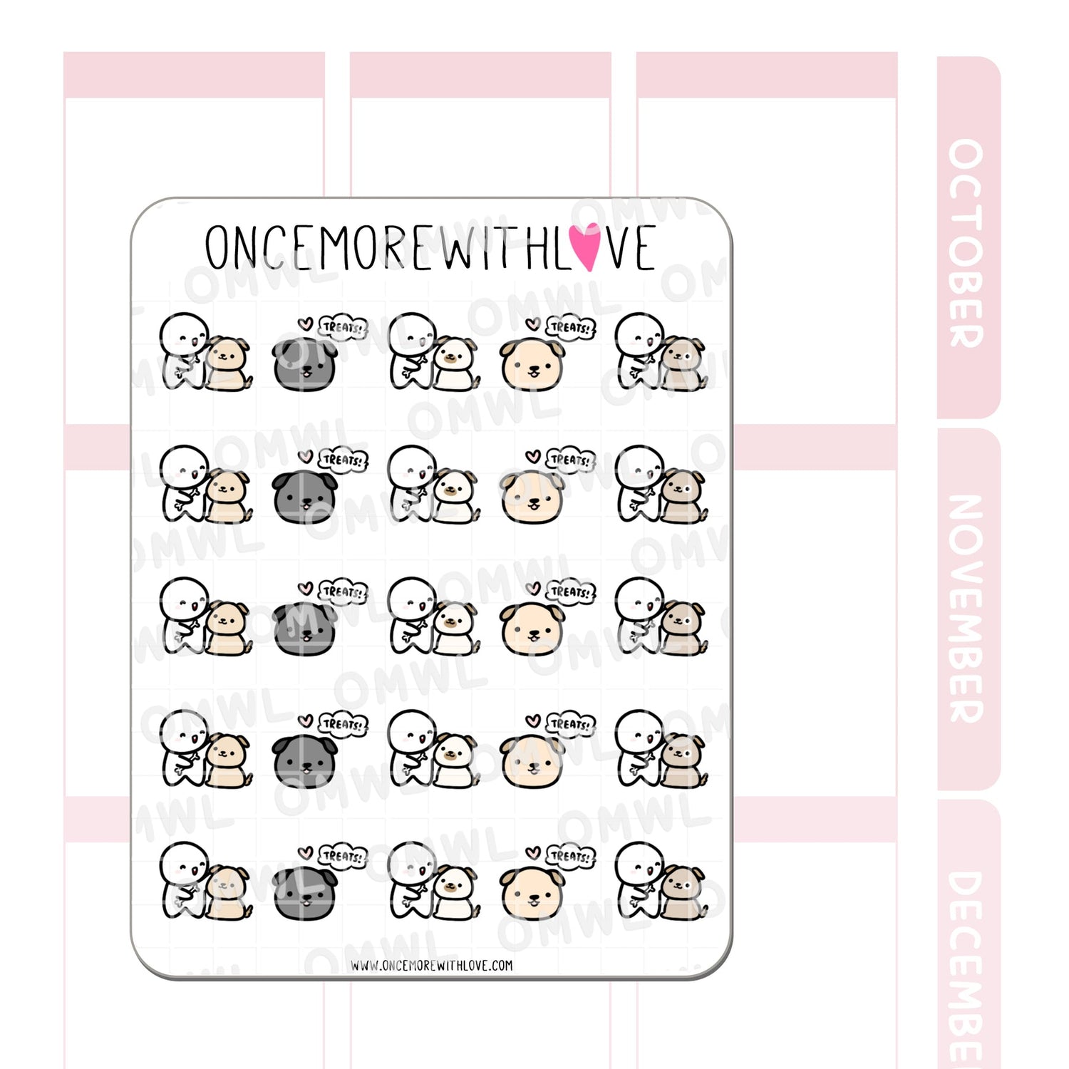 Use treats to train your fur baby or use these stickers to mark when you make or give them special treats! 