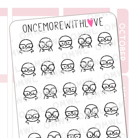 Whether you wear your glasses for style, with prescription, or for blue light blocking...etc, these munchkins are here for ya! You can also use these stickers as reminders for an eye exam, study sesh, eyewear shopping, or simply for dorking it out on whatever it is that you are passionate about!