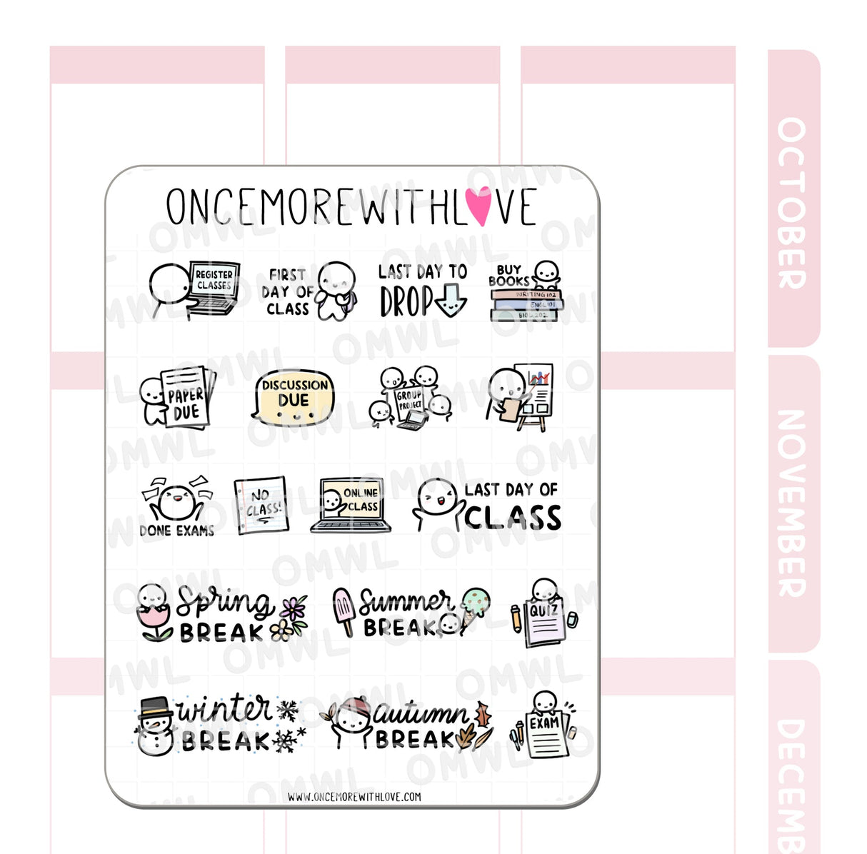 Once More With Love M1115 University / College Mixed Sticker 