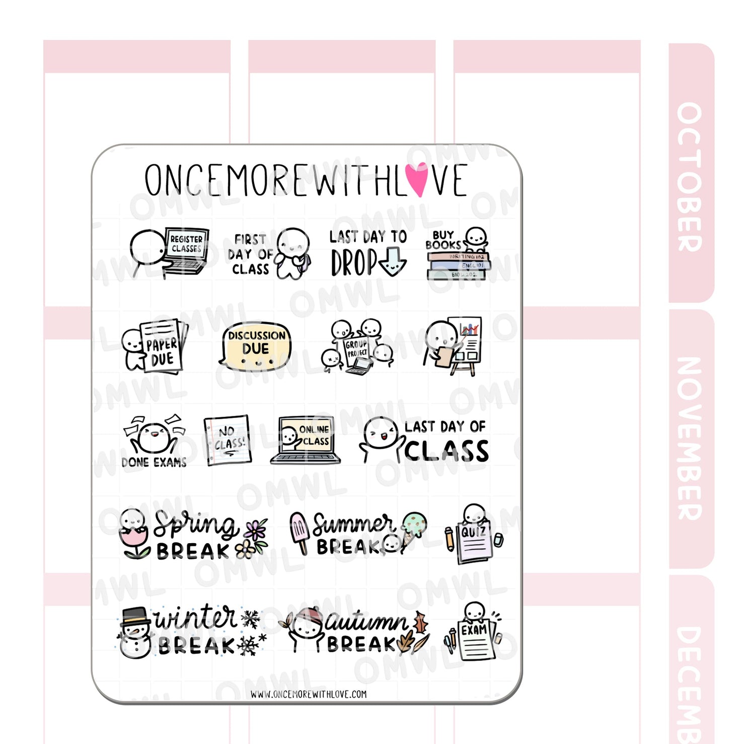 Once More With Love M1115 University / College Mixed Sticker 