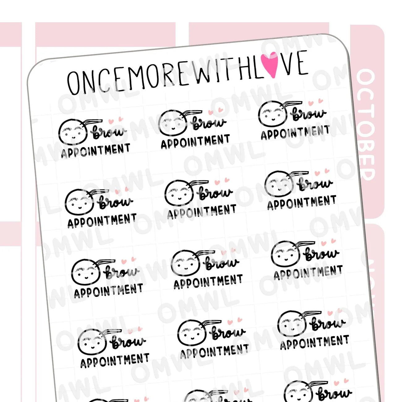 M1117 Brow Appointment Sticker Sheet