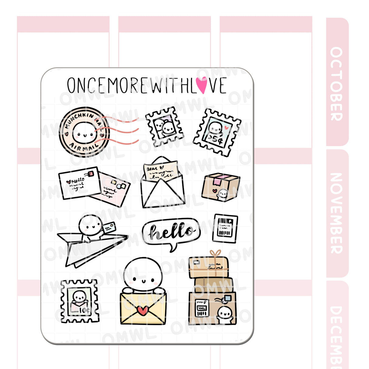 Once More With Love M1343 Happy Mail Large Deco Sticker Sheet