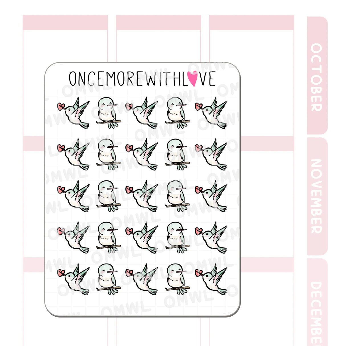 Once More With Love M1391 Hummingbirds Sticker Sheet