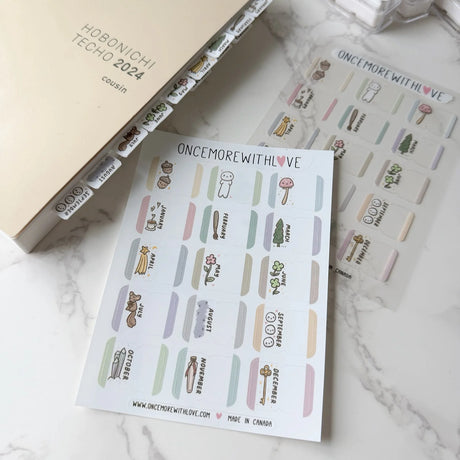 New monthly tabs for labeling your planner! 

SIZE: 4" x 5.5"
COLOUR: White or Clear
MATERIAL: Vinyl/Pet Back