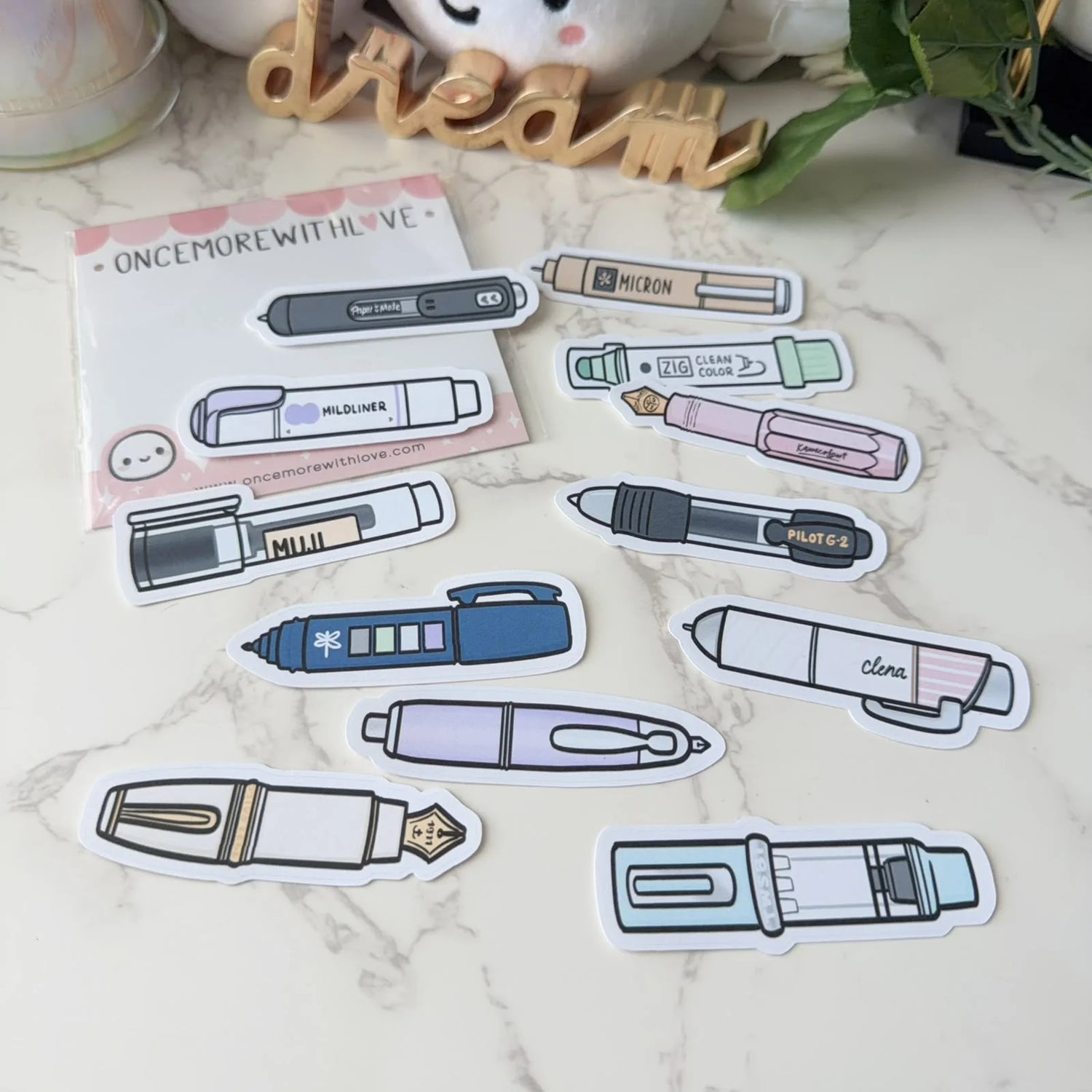 Celebrate your love for writing, planning, and creativity with the Once More With Love Sticker Pack – Pen Collection. This charming ephemera set is perfect for planners, journalers, and scrapbookers who enjoy adding personality and playful detail to their pages. Featuring adorable pen‑themed designs, this pack brings a fun, whimsical touch to any creative project.

Includes 12 Stickers