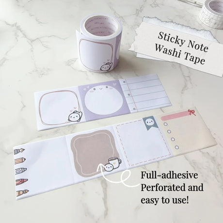 The cutest little memos! Sticky note washi that's perfect for jotting down reminders, lists, and happy thoughts!

WHAT YOU RECEIVE:
1 roll of exclusively designed 1.75" washi tape

These washi tapes are great for decorating your munchkin planner spreads or for creating cards, scrapbook pages, or journals :)

Washi tapes come shrink wrapped. No other packaging provided!

SIZE: 1.75" x 10m
MATERIAL: washi tape