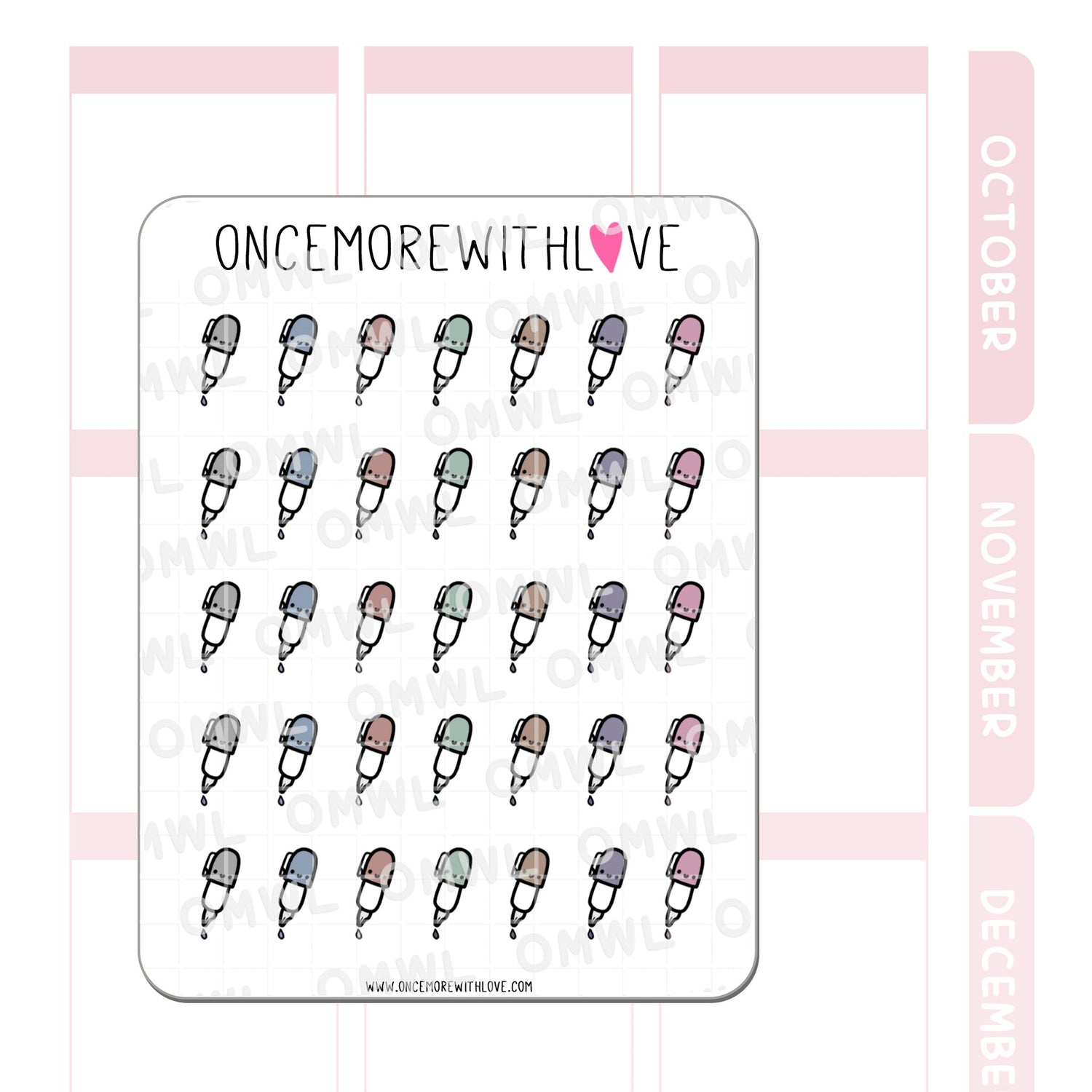 V219 Fountain Pen Doodle Sticker